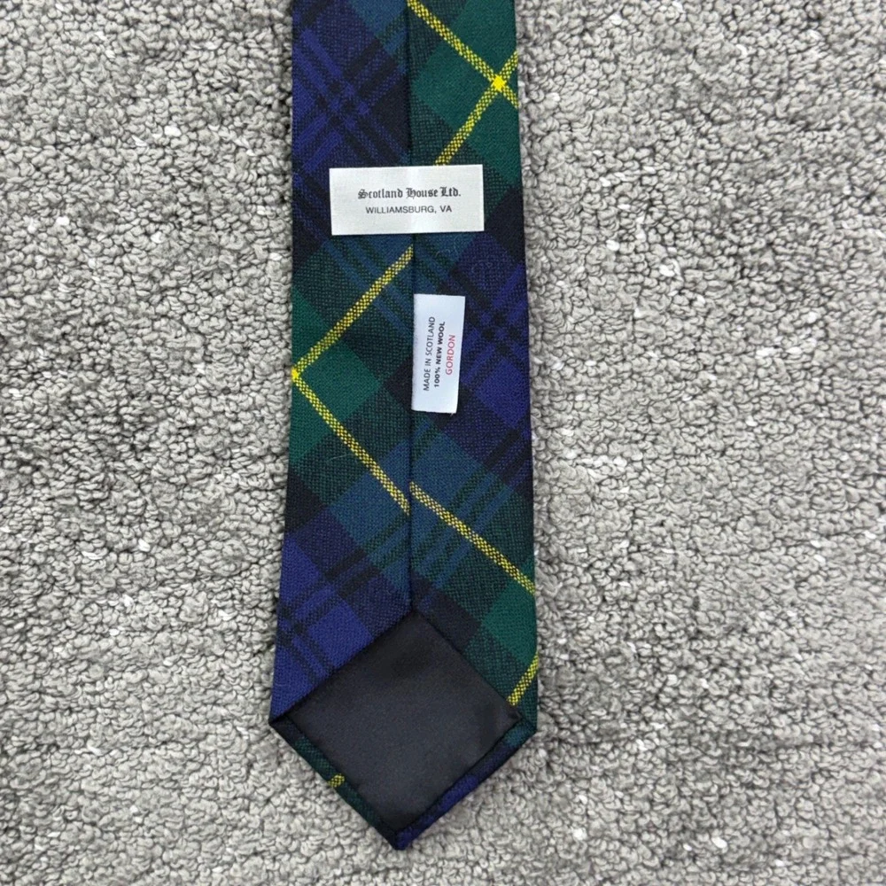 Vintage Scotland House Gordon Tartan Wool Tie Made in Scotland Mens Plaid 90s